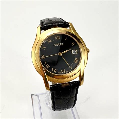 gucci mens 5400m 18k gold plated watch|Gucci 5400m for sale .